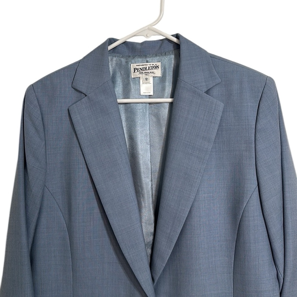 Pendleton Slate/Light Blue Single Button 100% Vir… - image 2